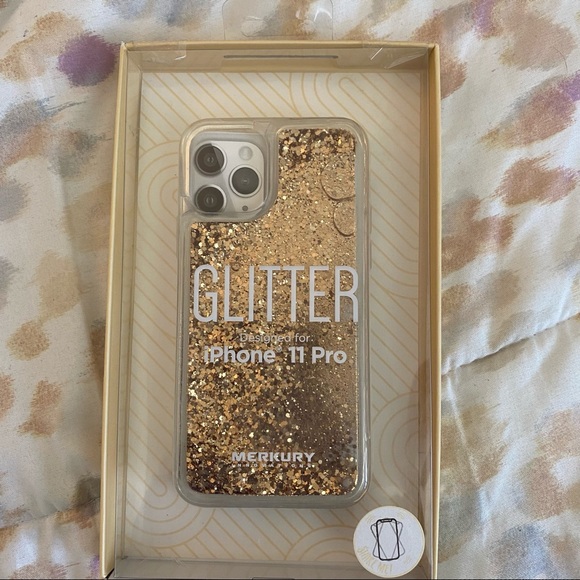 Merkury Innovations iphone 11 pro gold glitter floating phone case - Picture 1 of 7